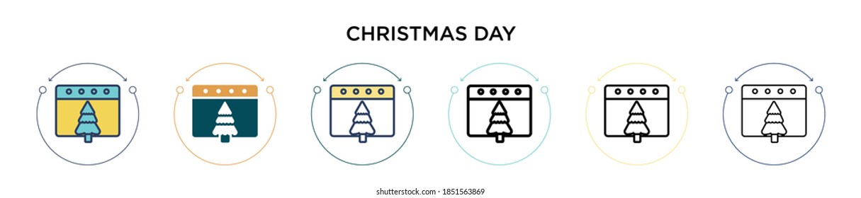 Christmas day icon in filled, thin line, outline and stroke style. Vector illustration of two colored and black christmas day vector icons designs can be used for mobile, ui, web