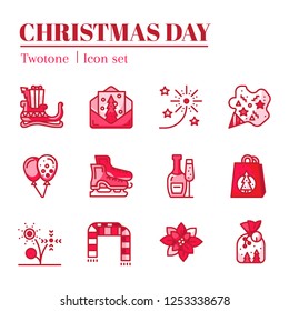 Christmas day with The Christmas icon set. It are twotone icon and illustration. 