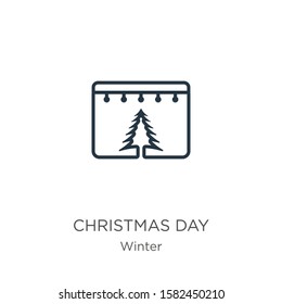 Christmas day icon. Thin linear christmas day outline icon isolated on white background from winter collection. Line vector sign, symbol for web and mobile