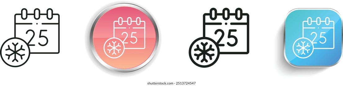 christmas day icon. Thin Linear, Regular and Button Style Design Isolated On White Background