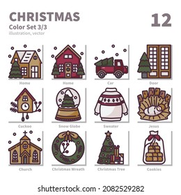 Christmas Day icons set, Color, vector and illustration set 