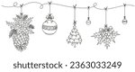 Christmas day line art vector illustration, christmas element design, christmas background
