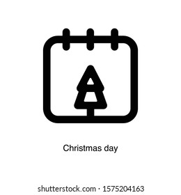 Christmas day linear icon vector on white background. Black icon illustration