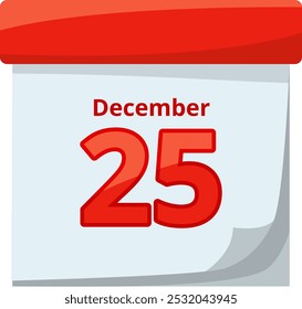 Christmas day on calendar. Holiday time. December 25th date