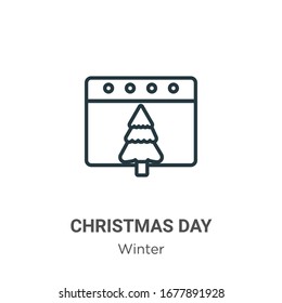Christmas day outline vector icon. Thin line black christmas day icon, flat vector simple element illustration from editable winter concept isolated stroke on white background