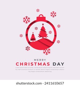 Christmas Day Paper cut style Vector Design Illustration for Background, Poster, Banner, Advertising, Greeting Card
