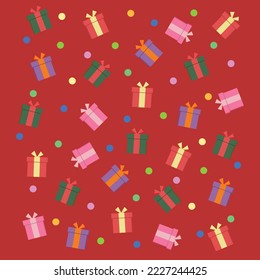 Vector de fondo rojo de Navidad alegre grupo adorable de caja de regalo para comprar en línea la decoración de banner de amor para el diseño de tienda en línea de navidad.ilustración de fondo de caja de regalo de navidad roja.