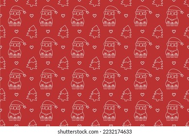 Christmas day red seamless pattern background vector joyful lovely santa claus heart christmas tree shopping online love banner decoration christmas day seamless pattern illustration.