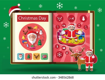 Christmas day set on notebook page vector illustration