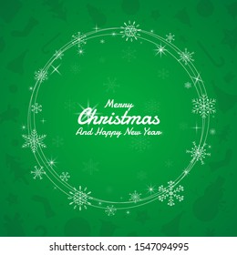 Christmas day shine light shadow gift green background and circle line snowflake. vector illustration