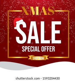 Christmas day special offer banner. voucher discount for Xmas eve. Christmas sale and discount promotion. Vector illustration.