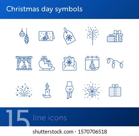 Christmas day symbols thin line icon set. Star, baubles, letter sign pack. Winter holidays concept. Vector illustration symbol elements for web design and apps