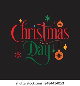 christmas day text typography vector art illustration