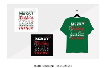 Christmas  Day t-shirt design, t-shirt with white, black and green color, illustration, vector