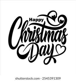 Christmas day typography silhouette vector for seasonal graphic projects