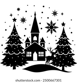 Christmas Day Vector Line Art | Festive Holiday Clipart and Graphic Design