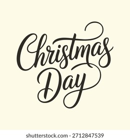 Navidades Día escrito en un estilo de escritura de unión con un trazo audaz y elegante en formato de Vector de alta calidad, diseñado como un logotipo de tipografía decorativa festiva ideal para saludos de vacaciones, arte de temporada