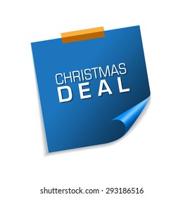 Christmas Deal Blue Sticky Notes Vector Icon Design