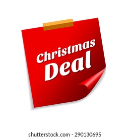 Christmas Deal Red Sticky Notes Vector Icon Design