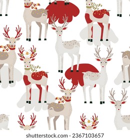 Christmas dear winter seamless pattern