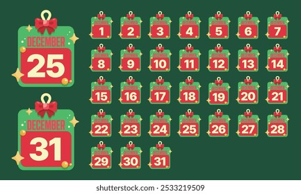 Navidades Diciembre Invierno Calendario 24 25 31 días Fecha Navidad