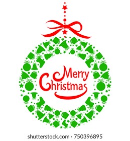 Christmas decor, big set of elements, wreath on a white