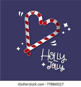 Christmas decor element. Vector candy in shape of heart