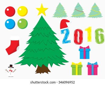Christmas decor kit, vector