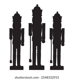 Christmas Decor Nutcracker Soldiers silhouette vector illustration