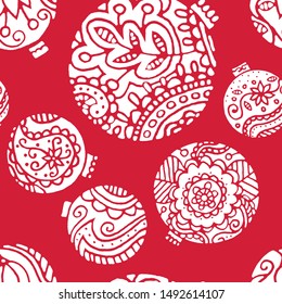 Christmas decor seamless pattern. floral decor on a pink background. Use for background, wrapping paper, covers, fabrics, cards, stationery. Vector