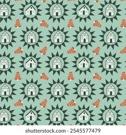 Christmas decor seamless vector pattern