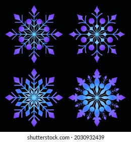 Christmas decor. Set of snowflakes, world snow day, ornate abstract shapes . Isolated graphic design elements. Eps10