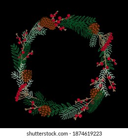 Christmas decor vector winter decorations. Branches and flower