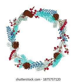 Christmas decor vector winter decorations. Branches and flower