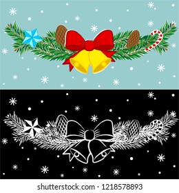 Christmas decor for you design. Christmas wreath. Chalk christmas decor. Vector illustration.