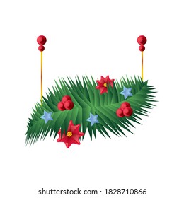 christmas decorated garland on white background vector illustration design