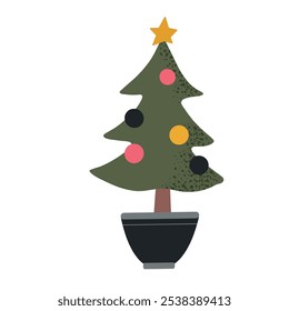 Christmas decorated house plant tree icon clipart avatar logotype isolated illustration