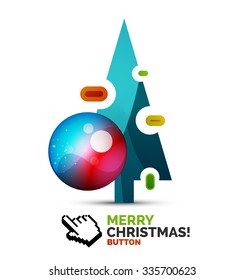 Christmas decorated internet button.. Holiday icon concept. Vector illustration