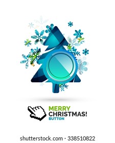 Christmas decorated internet button.. Holiday icon concept. Vector illustration