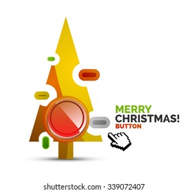 Christmas decorated internet button.. Holiday icon concept. Vector illustration