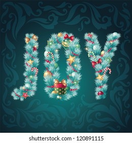 christmas decorated title joy greeting card