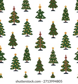 Navidades decoradas árboles sin patrón de fondo para el embalaje y la decoración