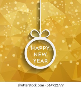 Christmas decoration. abstract vector ball on a gold background polygon. New Year card