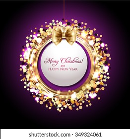 Christmas decoration against golden shiny background  