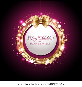 Christmas decoration against golden shiny background  