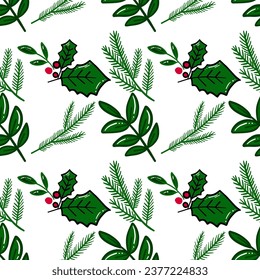 Christmas decoration art. Seamless pattern background.