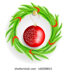 Christmas decoration. Christmas background. Background with Christmas balls, vector illustration. Card with Christmas balls