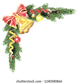 Christmas decoration background with bell in points. Vector illustration.