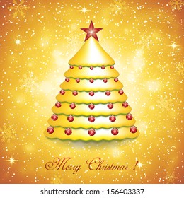 Christmas decoration background with tree, vector