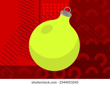 Christmas decoration ball geometrical graphic retro theme background. Minimal geometric elements. Vintage abstract shapes vector illustration.